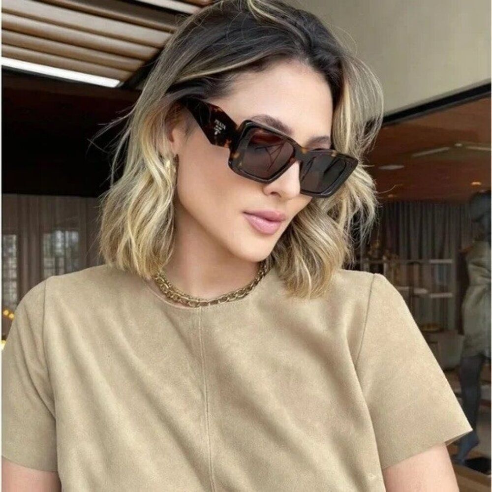 Prada Women Sunglasses Havana Honey Brown Cat Eye PR08YS 01V8C1 BRAND NEW - Picture 13 of 14